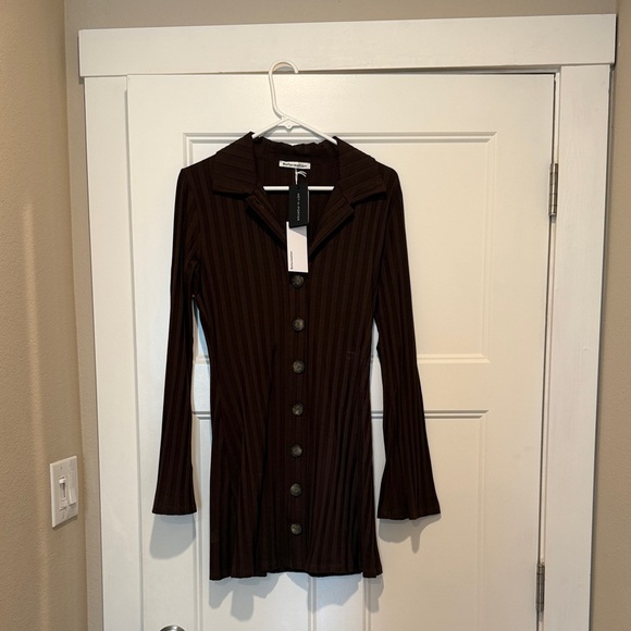Reformation Benton Ribbed Mini Shirt Dress - Picture 6 of 7